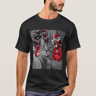 Grappige kat selfie met kerstman meme _ t-shirt