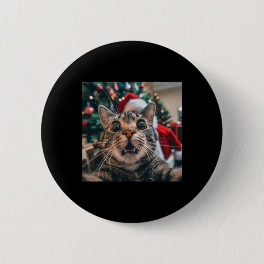 Grappige kat selfie met kerstmis 3 ronde button 5,7 cm (Voorkant)