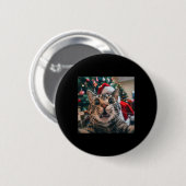 Grappige kat selfie met kerstmis 3 ronde button 5,7 cm (Voorkant /achterkant)