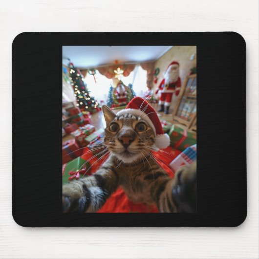 Grappige kat selfie met kerstmis 5 muismat (Voorkant)
