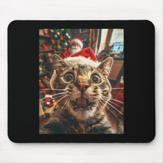 Grappige kat selfie met kerstmis 7 muismat (Voorkant)