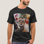 Grappige kat selfie met kerstmis t-shirt (Voorkant)