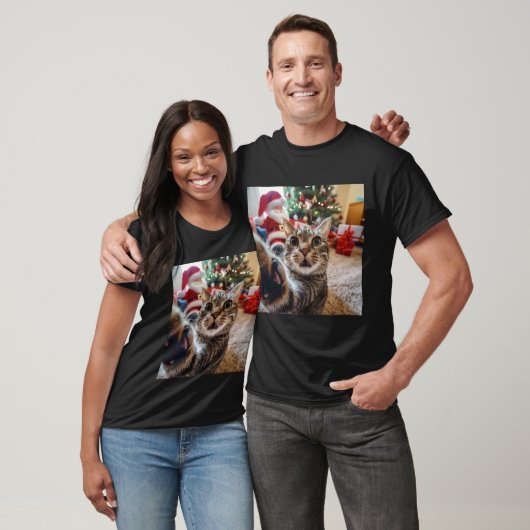 Grappige kat selfie met kerstmis t-shirt (Unisex)