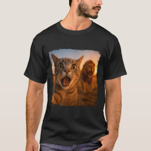 Grappige kat selfie met leeuw kat meme voor mannen t-shirt