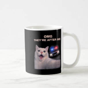 Grappige kat selfie met politie stijl meme grafisc koffiemok