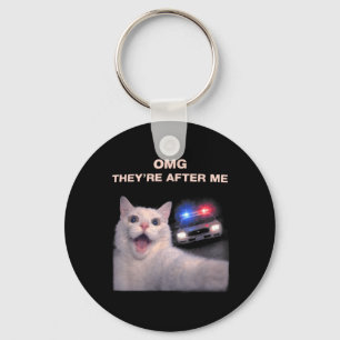 Grappige kat selfie met politie stijl meme grafisc sleutelhanger