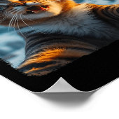 Grappige kat selfie met Santa Sleigh Kerstmis Poster (Hoek)