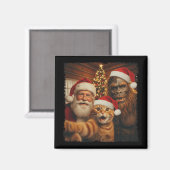 Grappige kat selfie met Sasquatch en Kerstman Kers Magneet (Voorkant / Achterkant)