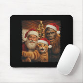 Grappige kat selfie met Sasquatch en Kerstman Kers Muismat (Met muis)