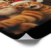 Grappige kat selfie met Sasquatch en Kerstman Kers Poster (Hoek)