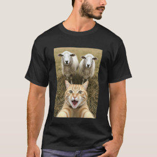 Grappige kat selfie met schaap Schattige boerderij T-shirt