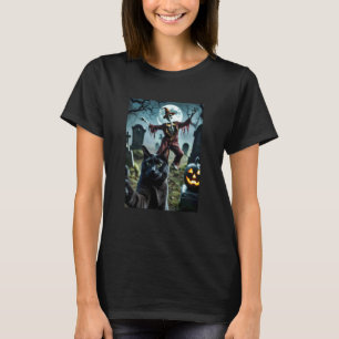 Grappige kat selfie met skelet griezelige Hallowee T-shirt