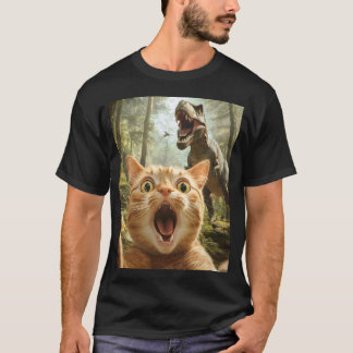 Grappige kat selfie met Trex dinosaurus kattenlief T-shirt
