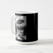 Grappige Kat Selfie met UFO Alien Koffiemok (Voorkant links)