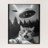 Grappige kat selfie met UFO buitenaardse drones Legpuzzel (Verticaal)