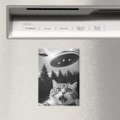 Grappige kat selfie met UFO buitenaardse drones Magneet (Insitu (Vaatwasser))