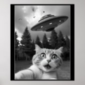 Grappige kat selfie met UFO buitenaardse drones Poster (Voorkant)
