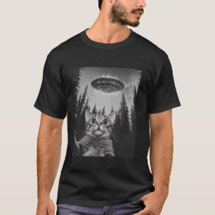 Grappige kat selfie met ufo buitenaardse kat minna t-shirt