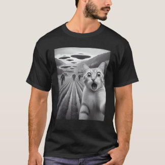 Grappige kat-selfie met UFO's en Bigfoot voor katt T-shirt