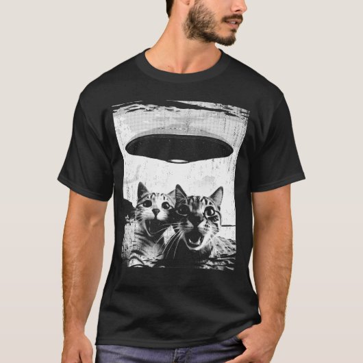 Grappige kat selfie ufo rare kat minnaar t-shirt (Voorkant)