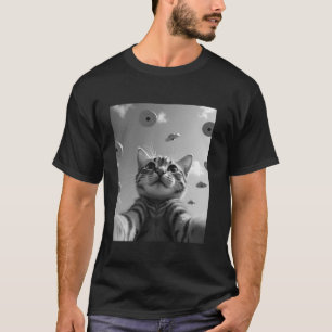 Grappige kat selfie ufo zwevende buitenaardse kat t-shirt