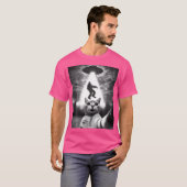 Grappige kat selfie vliegende alien ufo ontvoeren  t-shirt (Voorkant volledig)