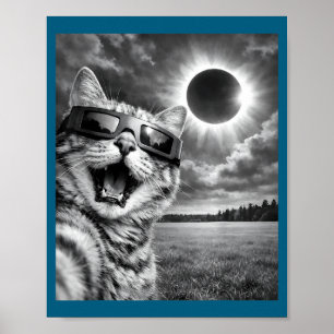Grappige kat selfie zonsverduistering dier poster