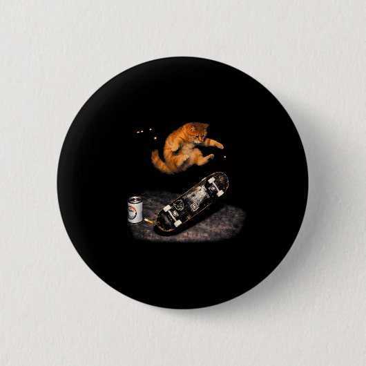 Grappige kat skateboarden meme mannen vrouwen kind ronde button 5,7 cm (Voorkant)