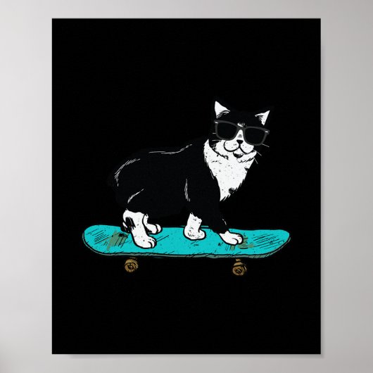 Grappige kat skateboarden poster (Voorkant)