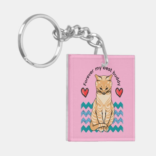grappige kat sleutelhanger (Voorkant Links)