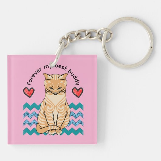 grappige kat sleutelhanger (Achterkant)