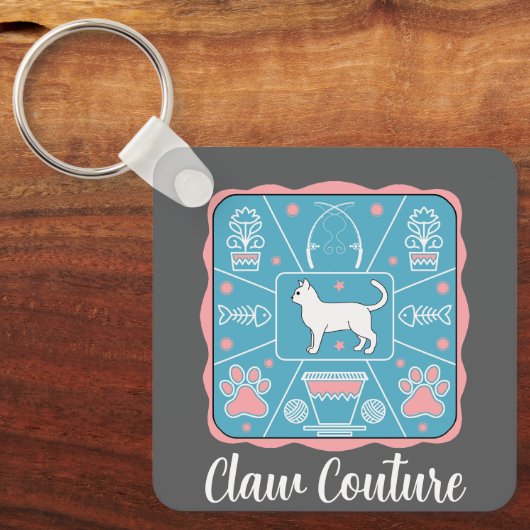 grappige kat sleutelhanger (Voorkant)