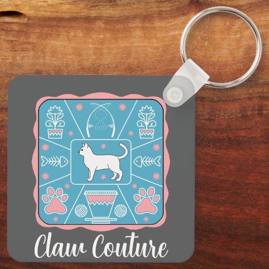 grappige kat sleutelhanger (Achterkant)