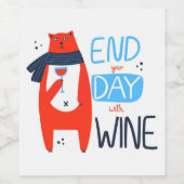 Grappige kat sluit je dag af met wijn wijn etiket (Enkel label)