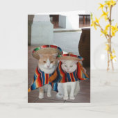 Grappige kat Spaanse verjaardag voor man of vrouw Kaart (Gele Bloem)