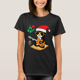 Grappige kat speelt gitaar en draagt een Santa-hoe T-shirt