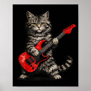 Grappige kat speelt gitaar rock and roll mannen vr poster