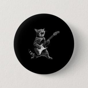 Grappige kat speelt gitaar rock and roll mannen vr ronde button 5,7 cm
