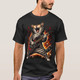 Grappige Kat Speelt Gitaar Rock And Roll Voor T-shirt