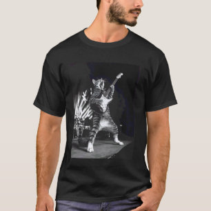 Grappige kat speelt gitaar rockster rock & roll ma t-shirt