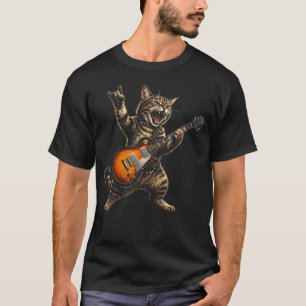 Grappige Kat Speelt Gitaar Schattige Kat Gitarist T-shirt