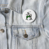 Grappige Kat Speelt op Drums Ronde Button 5,7 Cm (In situ)