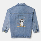 Grappige kat speelt saxofoon Jazz Denim Jacket (Achterkant)
