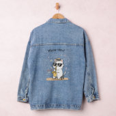 Grappige kat speelt saxofoon Jazz Denim Jacket (Hangar)