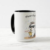 Grappige kat speelt saxofoon jazz mok (Voorkant links)