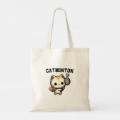 Grappige kat spelen badminton liefhebber tote bag (Achterkant)