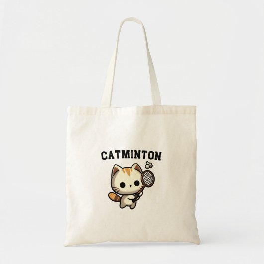 Grappige kat spelen badminton liefhebber tote bag (Voorkant)
