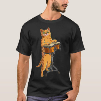 Grappige kat spelen Bongo Cool Percussie Gift T-shirt