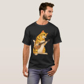 Grappige kat spelen mandoline koele liefde dier mu t-shirt (Voorkant volledig)