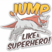 Grappige Kat Springt Als Een Superheld Gemaskerde  Sticker (Voorkant)
